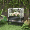 Outsunny Metal Raised Garden Bed with Cover, Black