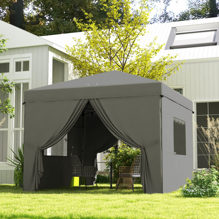 Outsunny 10' X 10' Pop Up Canopy Tent With Mesh Windows, Light Grey