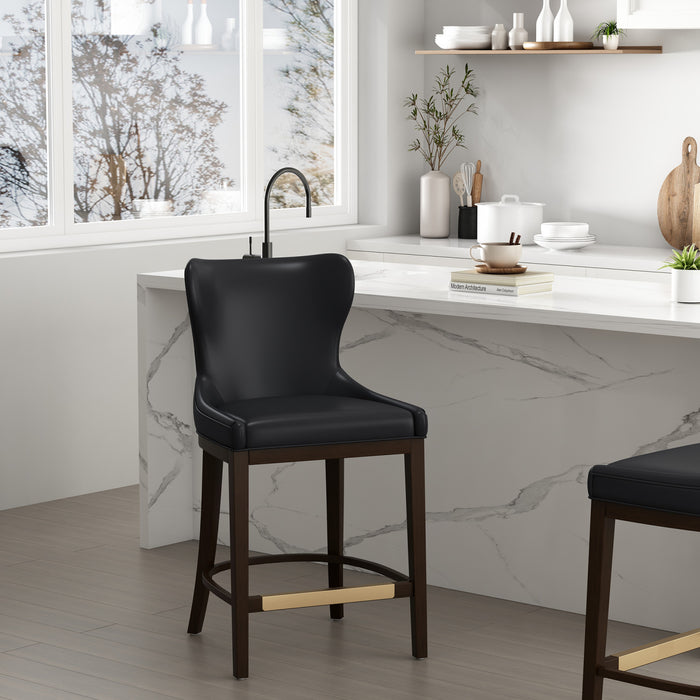 Blair Modern Wood Upholstered Counter Stool in Black