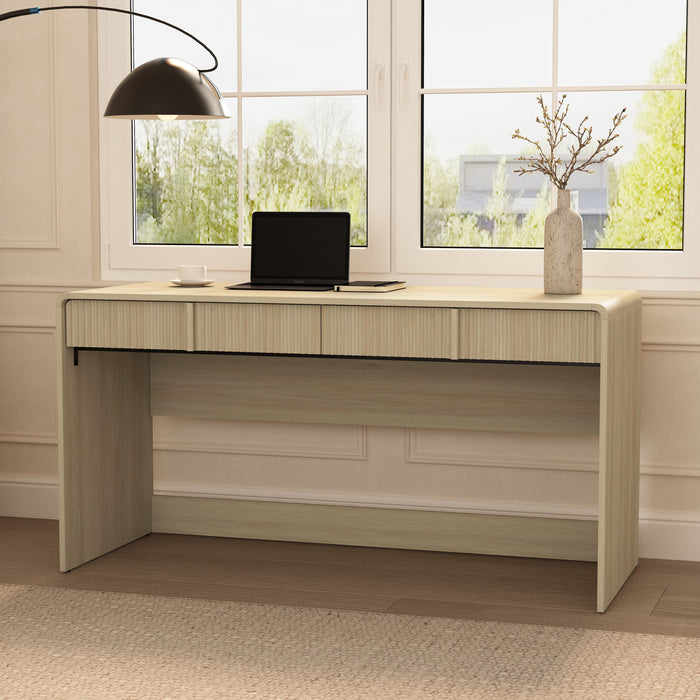 Novara Contemporary 60\" Writing Desk in Whitewashed Oak (2-Drawer)