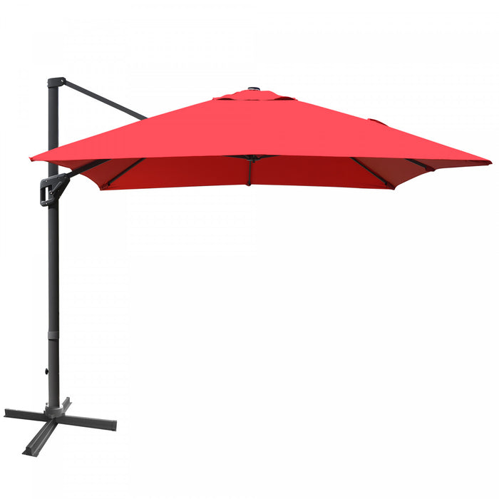 Costway 10'x13' Patio Offset Cantilever Umbrella Aluminum 360° Rotation Tilt Wine