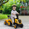 Qaba Powered Ride-On Tractor, Caterpillar Licensed Ride On Excavator For Kids With Shovel, Trailer, |Qaba Tracteur Autoporte Caterpillar Sous Licence Pour Enfants Avec Pelle, Remorque, Voiture De Const