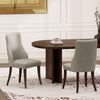 Connie Modern Wood Vegan Leather and Velvet Dining Chair in Light Gray - Set of 2 | Chaise de salle a manger moderne Connie en bois, cuir vegetalien et velours, gris clair - Lot de 2