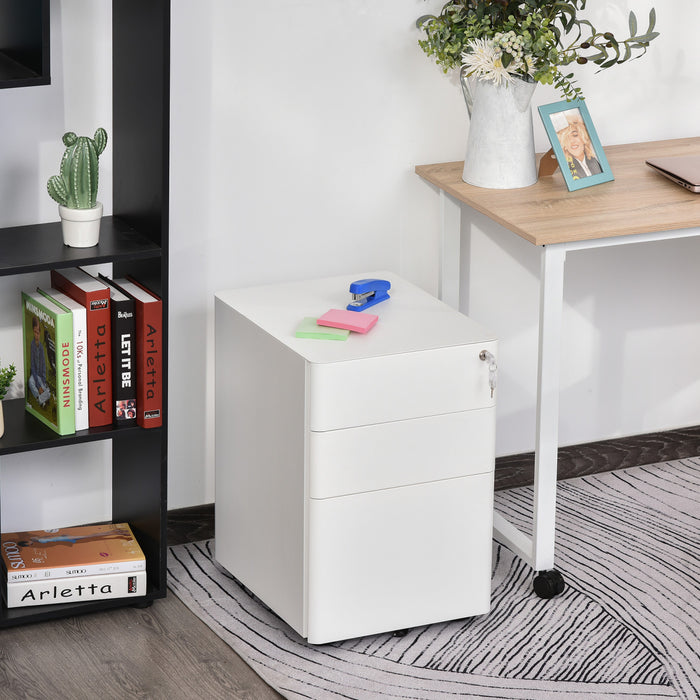 Vinsetto 3 Drawer Filing Cabinet With Lock