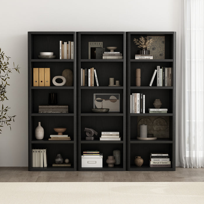 Rivington Modern 28\" Open Bookcase in Black - Set of 3