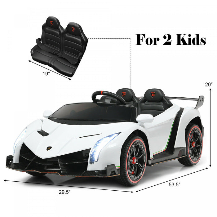 Costway 12v 2-seater Licensed Lamborghini Kids Ride On Car W/ Rc & Swing Function White