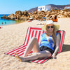 Outsunny Beach Lounge Chair Sun Lounger, Ground Beach Mat, Red And White