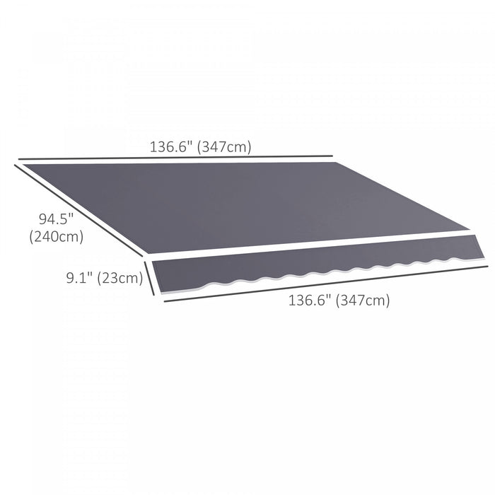 Outsunny 11' X 8' Retractable Awning Fabric Replacement Outdoor Sunshade Canopy Awning Cover, Uv Protection, Grey