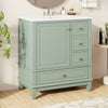 Emma 30" Solid Wood Bathroom Vanity with Ceramic Sink and Soft-Close Door, Green | Emma Meuble-lavabo en bois massif de 30" avec vasque en ceramique et porte a fermeture douce, Vert