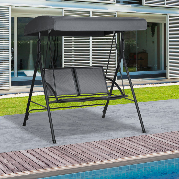 Outsunny 2-Seat Patio Swing Chair, Outdoor Porch Swing Glider, Dark Grey