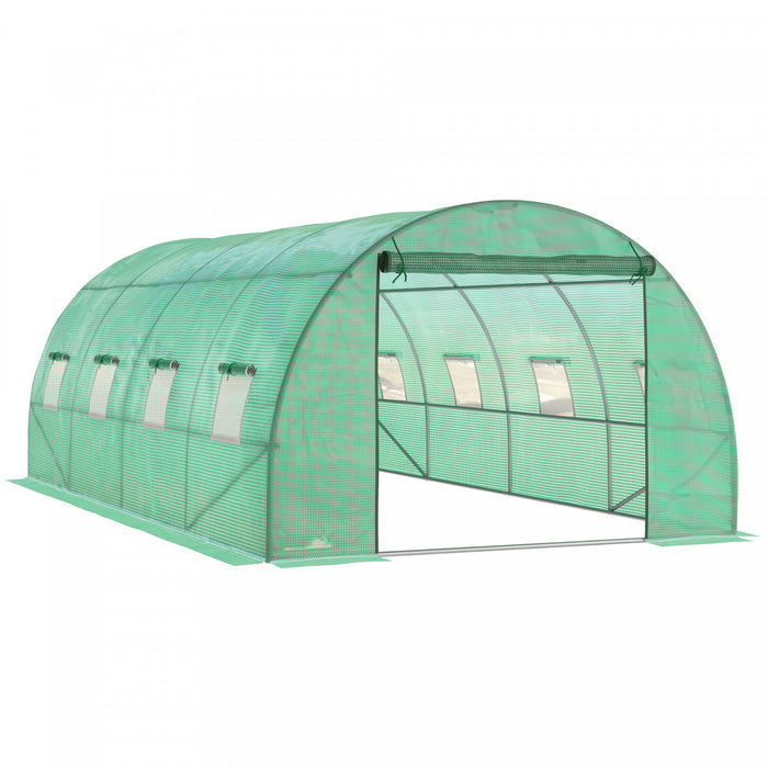 Outsunny Walk-in Tunnel Greenhouse 19 X 10 X 6.6 Ft Hoop House, Green
