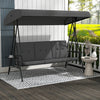 Outsunny 3-Seat Patio Swing Chair with Adjustable Canopy and Side Tray