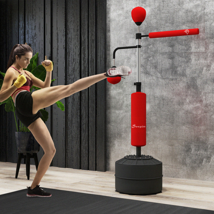Soozier Standing Punching Bag With 2 Speed Balls, 360° Reflex Bar, Red