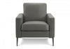 Upholstered Accent Chair, 32" Wide, Dark Grey Leather-Look, Black Metal Legs, Modern Accent Chair | Chaise D'Appoint Rembourre , 34"L, Aspect Cuir Gris Fonce, Pieds En Metal Noir, Moderne