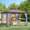 Outsunny 10'x10' Garden Gazebo Patio Canopy Portable Party Event Backyard W/ Mosquito Netting Coffee|Abri De Jardin Outsunny 10'x10' Auvent De Terrasse Fete Portative Cour Arriere De L'evenement Avec M