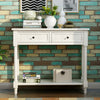 Jeremy Solid Wood Traditional Console Table With Drawers And Shelf - Ivory White | Table Console Traditionnelle Jeremy En Bois Massif Avec Tiroirs Et Etagere - Ivoire Blanc