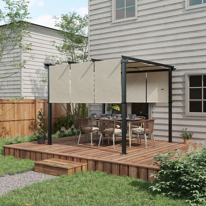 Outsunny 10' X 10' Metal Pergola With Retractable Canopy For Patio, Deck
