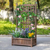 Outsunny Raised Garden Bed With Trellis For Climbing Vines, Wood Garden Planter Box, Free Standing F|Outsunny Jardiniere Avec Treillis Bac A Fleurs Jardiniere Sur Pied Inserts D'irrigation Inclus Bois