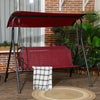 Outsunny 3-Seat Patio Swing Chair with Adjustable Canopy Wine Red