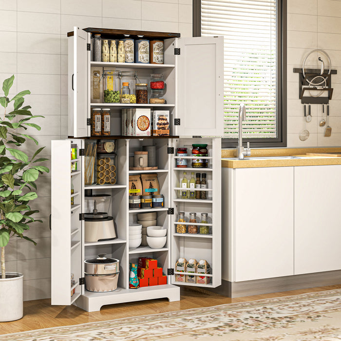 HOMCOM 64\" Kitchen Pantry Storage Cabinet with Adjustable Shelves, White