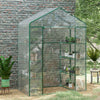 Outsunny 56" X 29" X 77" Portable Walk-in Greenhouse Garden Flower Plant Growing Warm House W/ 4 Tie|Outsunny 56" X 29" X 77" Serre Portable Plante De Jardin , Maison Chaude Avec Etageres A 4 Niveaux E