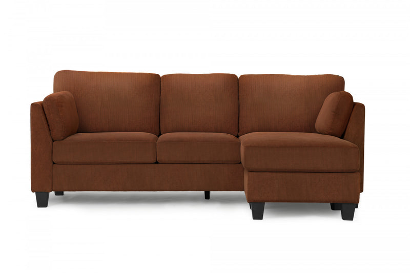 Upholstered Sofa Chaise Lounger, Rust Fabric, Modern, Contemporary Sofa