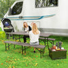 Outsunny 6FT 3-Piece Faux Rattan Folding Picnic Table w/ 2 Benches, Brown