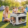 PawHut Pet Carrier Bag, Soft-Sided Dog Carrier for Small to Large Dogs, Portable Pet Travel Bag with Security Buckle Strap, Mesh Windows, Washable Cushion and Bowl, Light Grey