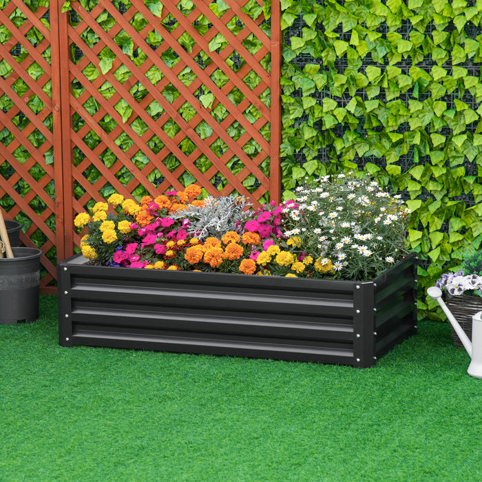 Outsunny 4' X 2' X 1' Raised Garden Bed, Galvanized Steel Planter Box For Vegetables, Flowers, Herbs, Grey