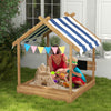 Outdoor Kids Sandbox With Cover, Liner, Blackboard, Toys, Seat, Flags, House Design, Kids Playset Fo|Bac A Sable Exterieur Avec Couvercle Resistant Aux Intemperies, Doublure, Tableau Noir, Jouets, Sieg