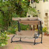 Outsunny 3-seat Outdoor Patio Swing Chair, Converting Flat Bed, Canopy Swing With Adjustable Shade, |Outsunny Heavy-dunny Metal 3 Places Balancoire Exterieure Jardin Hamac Lit Avec Auvent Et 2 Oreiller
