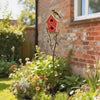Outsunny Outdoor Bird House with Pole, 57" Metal Birdhouse Decor, Red