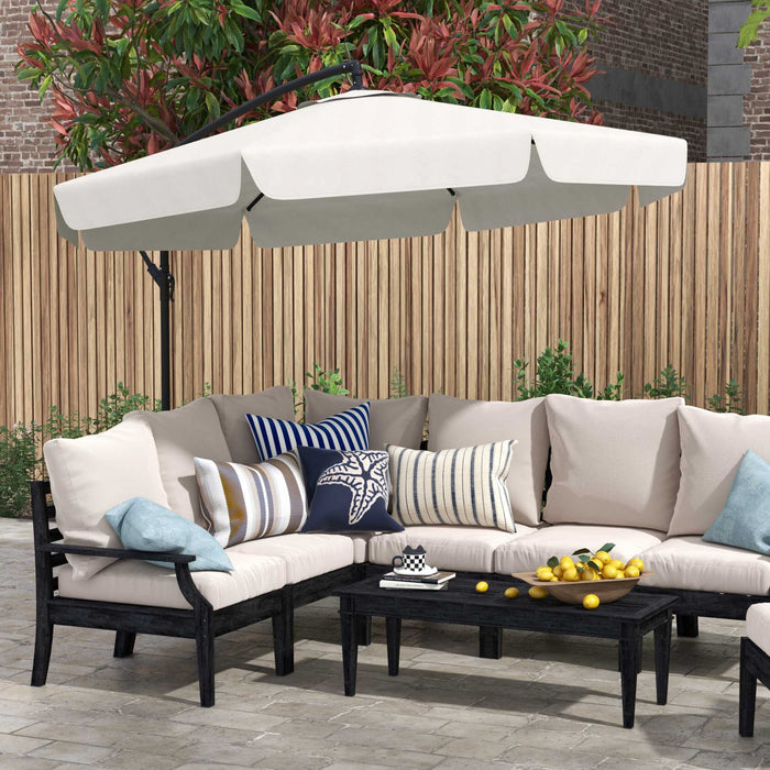 Outsunny 11ft Offset Hanging Patio Umbrella For Backyard, Cream White