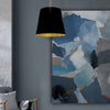 Dainolite Oversized Drum 1 Light Pendant tapered Drum Medium Black/Gold Shade Lamp|Luminaire suspendu moyen de Dainolite avec très grand abat-jour cylindrique effilé noir et doré, et 1 ampoule
