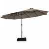 Costway 15FT Double-Sided Twin Patio Umbrella Sun Shade Outdoor Crank Market Base Coffee