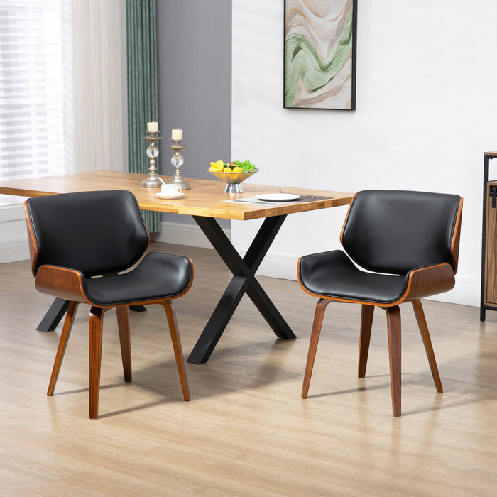 HOMCOM Dining Chairs Set of 2, PU Leather Kitchen Chairs, Black
