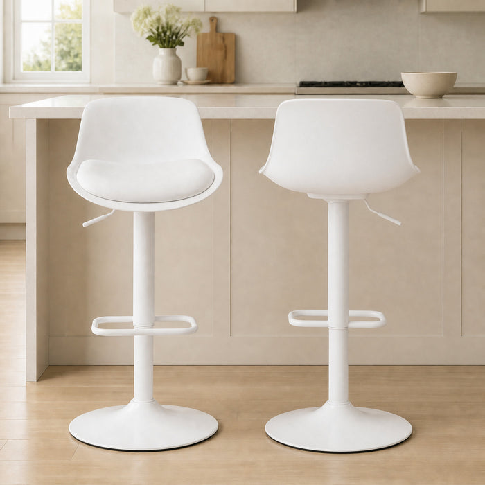 HOMCOM Swivel Bar Stools Set of 2 with Adjustable Height, Bar Chairs, White