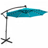 Costway 10FT Patio Offset Umbrella Solar Powered LED 360Degree Rotation Aluminum Turquoise