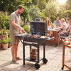 Outsunny Charcoal BBQ Grill with 2 Shelves, Barbecue Grill with Warming Rack, Lid Thermometer, Wheels for Outdoor Cooking, Patio Backyard Party, Black