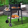 Outsunny Charcoal BBQ Grill with Storage Shelves and Wheels, Portable Barbecue Trolley with Adjustable Cooking Grate & Wind Shield for Outdoor Cooking