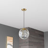 Dainolite Eris 1 Light Pendant Aged Brass Finish Smoked Glass Lamp|Luminaire suspendu Eris de Dainolite en verre fumé, avec fini laiton vieilli et 1 ampoule