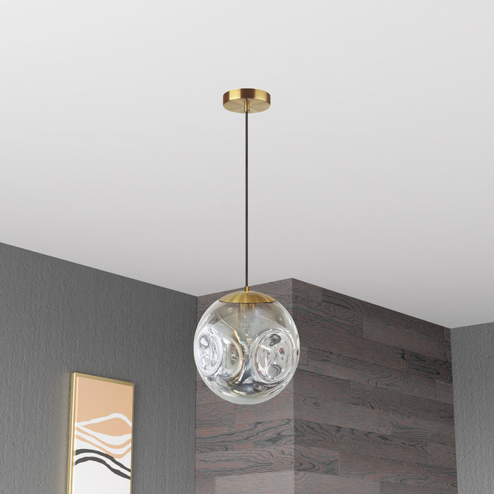 Dainolite Eris 1 Light Pendant Aged Brass Finish Smoked Glass Lamp