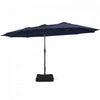 Costway 15FT Double-Sided Twin Patio Umbrella Sun Shade Outdoor Crank Market Base Navy