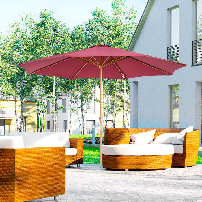 Outsunny 10' X 8.2' Round Patio Umbrella Wine Red