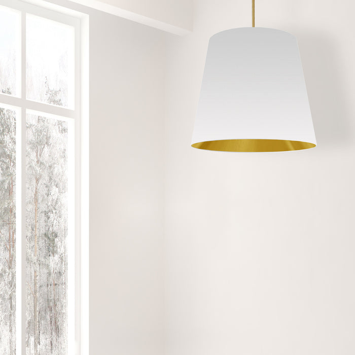 Dainolite Oversized Drum 1 Light Pendant tapered Drum Large White/Gold Shade Lamp