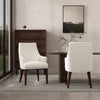 Beever Modern Chenille Wood Armchair in Cream - Set of 2 Dining Chair | Fauteuil moderne Beever en bois et chenille creme - Lot de 2