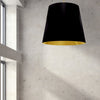 Dainolite Oversized Drum 1 Light Pendant tapered Drum XLarge Black/Gold Shade Lamp|Très grand luminaire suspendu de Dainolite avec très grand abat-jour cylindrique effilé noir et doré, et 1 ampoule