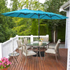 Costway 15FT Double-Sided Twin Patio Umbrella Outdoor Market W/ Crank & Base Turquoise