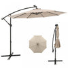 Costway 10 Ft Patio Solar LED Offset Umbrella 40 Lights Crank Cross Base Beige