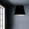 Dainolite Oversized Drum 1 Light Pendant Large Black/Silver Shade Lamp|Grand luminaire suspendu de Dainolite avec très grand abat-jour cylindrique noir et argenté, et 1 ampoule